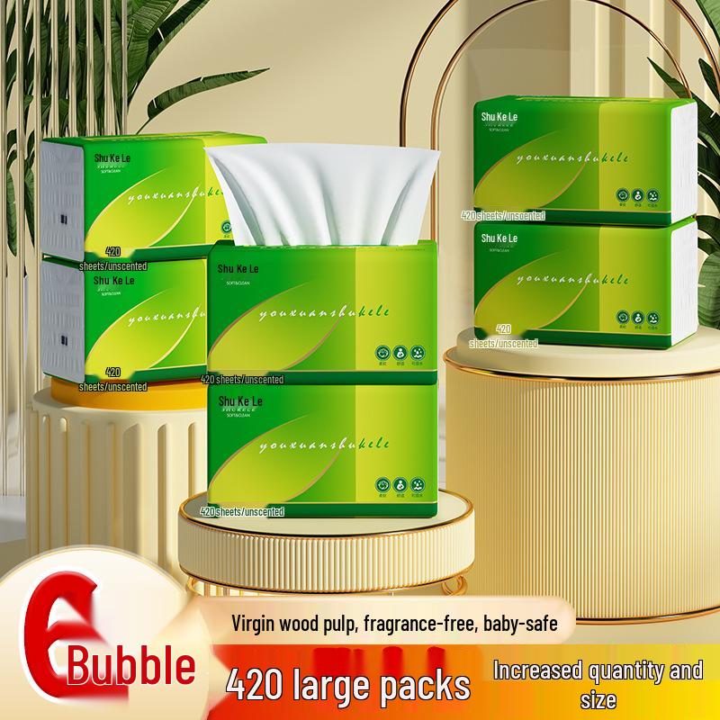 420 Large Facial Tissues & Napkins - Economical Family Pack for Hands & Face