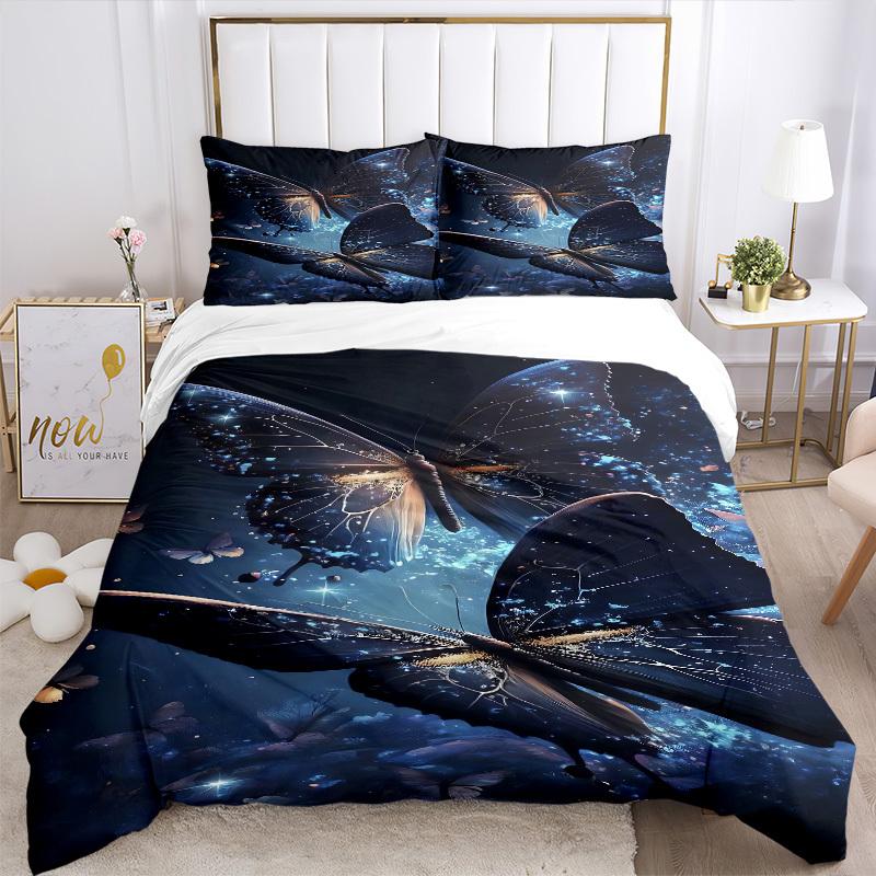 3pcs Butterfly Fantasy Duvet Cover Set, Cover For Bedroom Guest Room (1 Duvet Cover + 2 Pillowcase, Without Quilt),  yy250922194