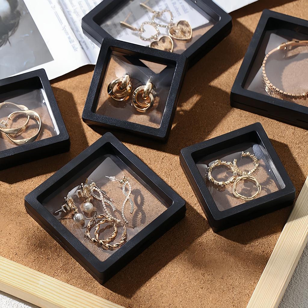 10Pcs Floating Display Case Jewelry Storage Box Holder Stands Transparent Frame Gift Box Dustproof Stackable Coin Medals