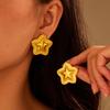 GEMCHIC Women's Vintage Gold Star Stud Earrings Stainless Steel Fashion Jewelry