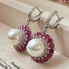 Vintage High Quality Imitation Ruby Bead Pearl Earrings Earrings