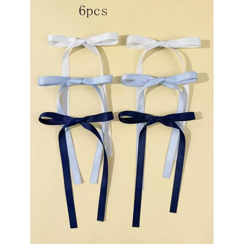 6 шт. Милые заколки-бантики на ленте Зажимы-уточки