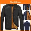 Men's Faux Fleece Fur Lined Hoodie Zip Up Coat Jacket With Warm Stand Collar