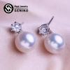 8-9mm Natürliche Süßwasser Perle Ohrringe Geometrie Design Mode Zirkonia Ohrringe Für Frauen Mädchen Geschenk