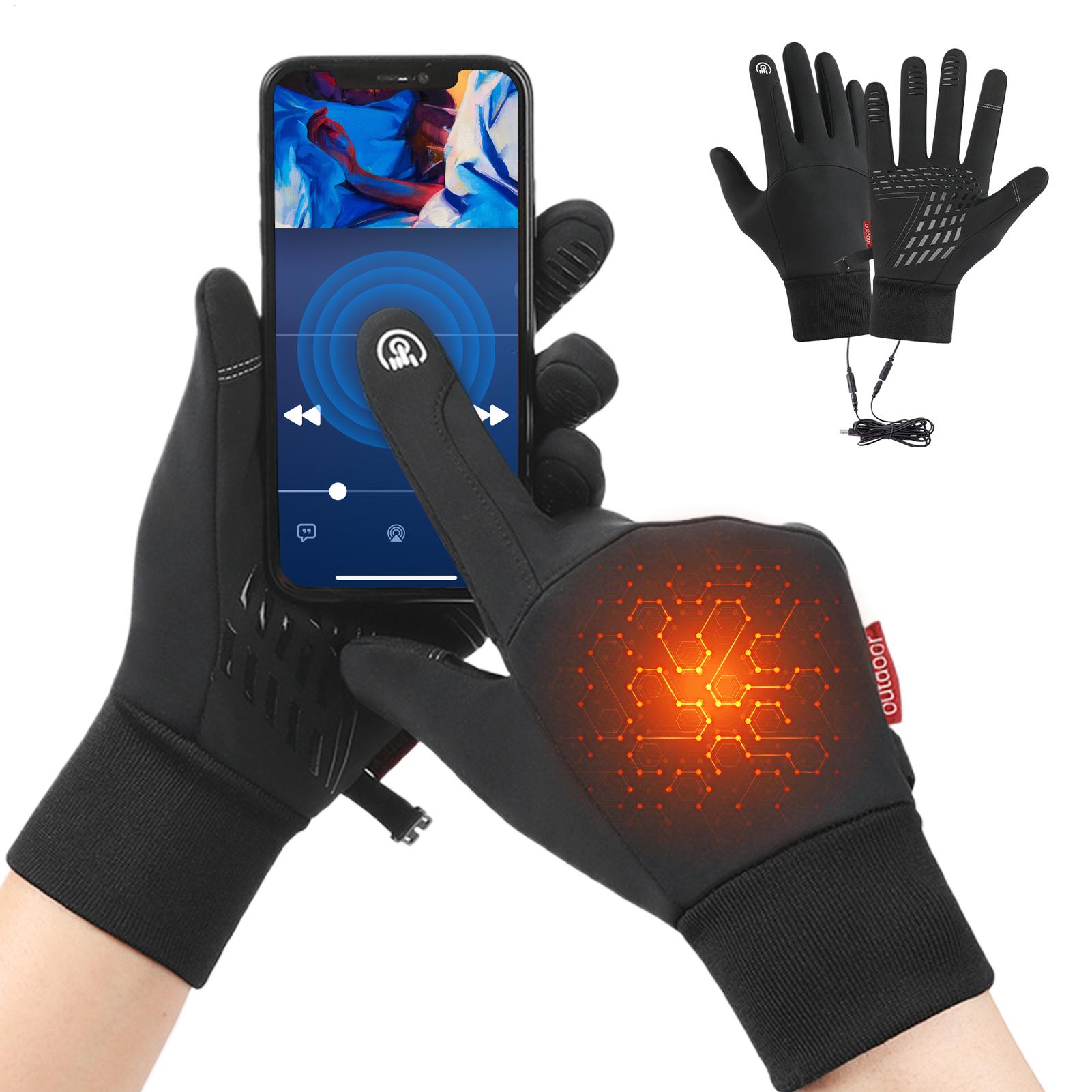 

USB Heated Gloves Touch Screen Heating Waterproof Electric Heated Gloves Motorcycle Thermal Mittens Sport Clothing for Running L