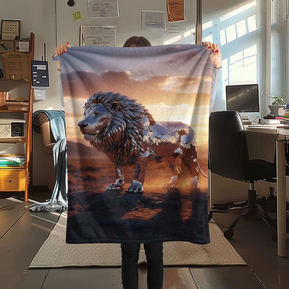 1Pc Mirroranimals Print Flannel Blanket, High quality Comfortable for All Seasons, Home Decor, Warmth and Comfort, Perfect for Christmas Gifts