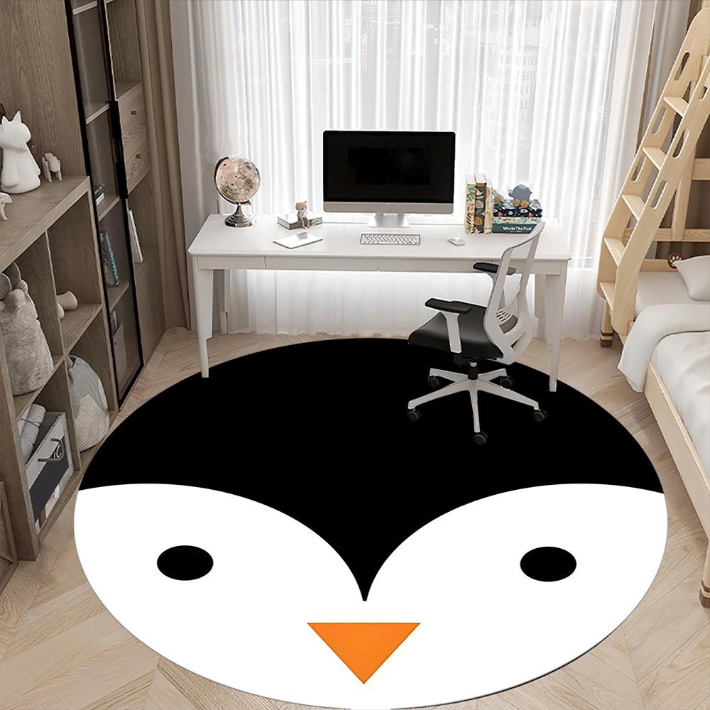 1pc Penguin Chick Office Round Area Rug, Indoor Mat Suitable For Office, Under Office Chairs Bedroom Living Room Home Decor, Room Deco161
