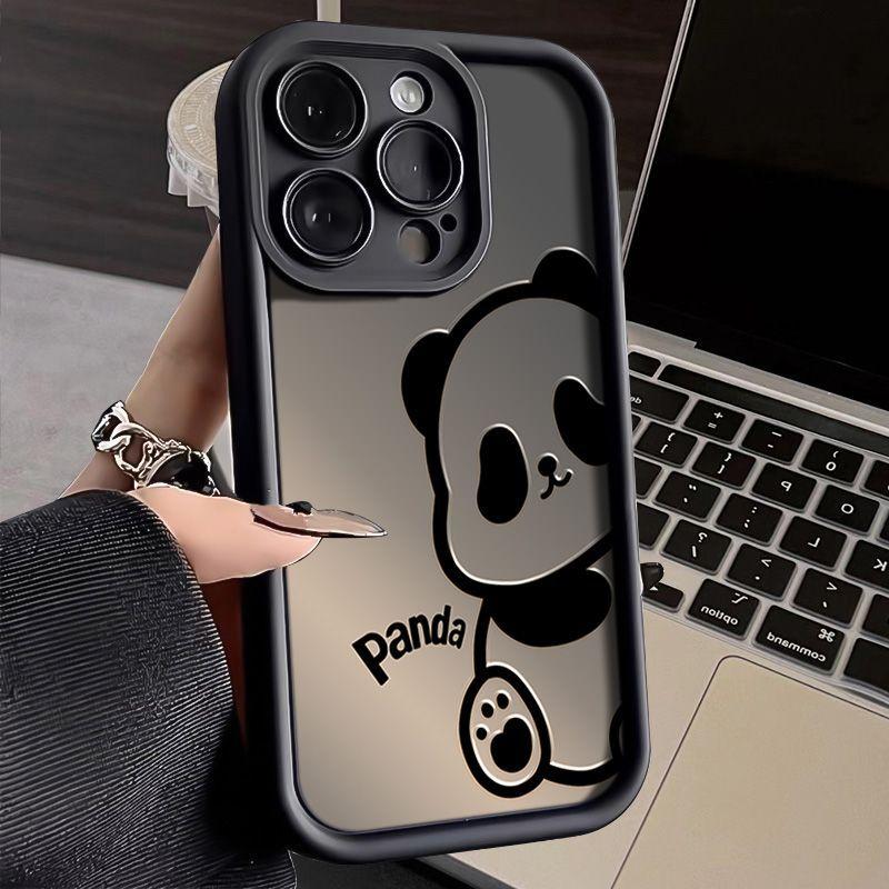 Cute Panda Silicone Phone Case For IPhone 15 16 Pro Max 16Pro 12 11 14 X XS XR 7 8 Plus 13 Mini SE 2022 Shockproof Back Cover