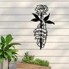 Metal Skeleton Hand Holding Flower Art Wall Decoration Metal Wall Art Decor For Bedroom Living Room Bathroom Bar Decor