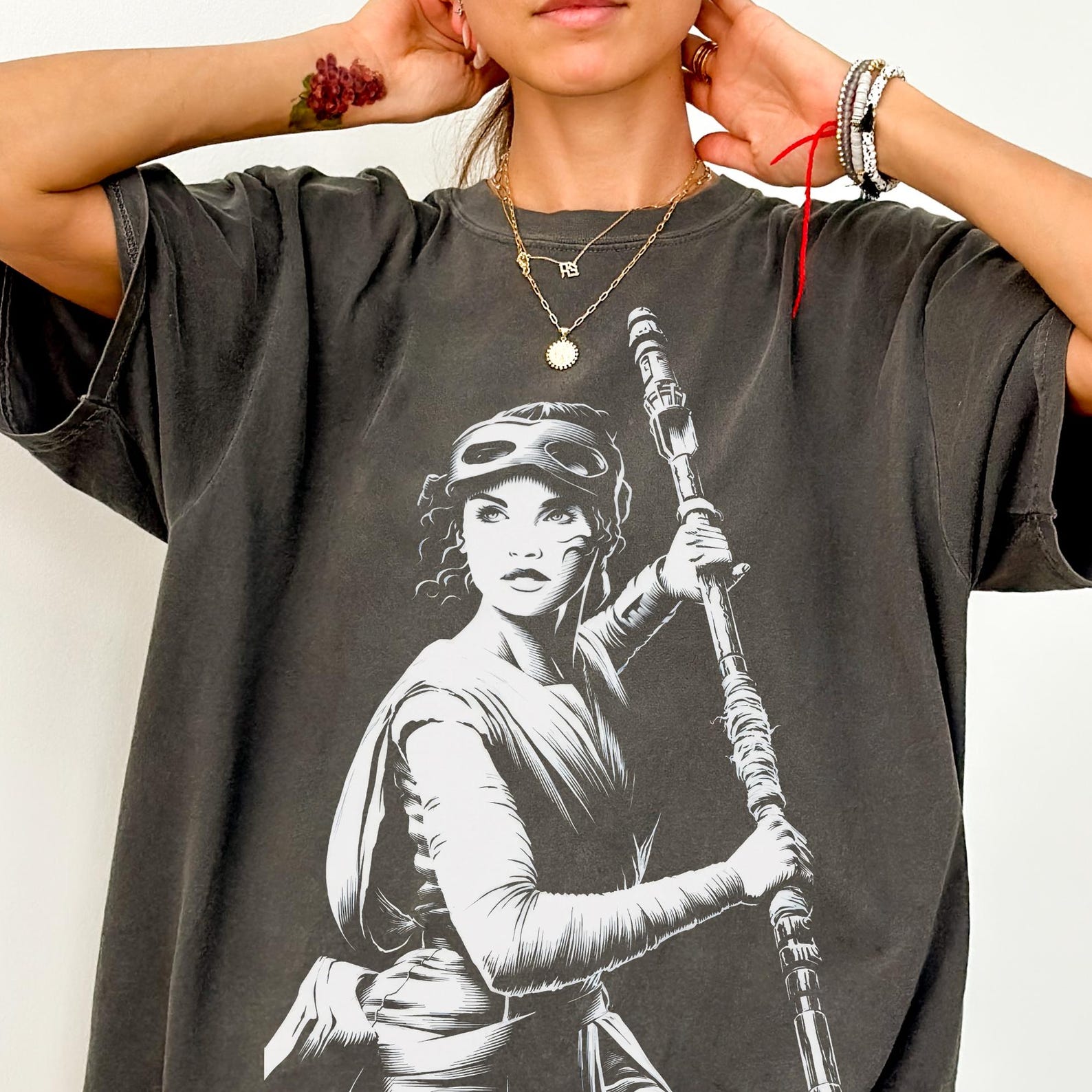 Vintage Star Wars Rey Shirt - Star Wars Tshirt,The Force Awakens Tshirt,Rey Skywalker Tshirt M