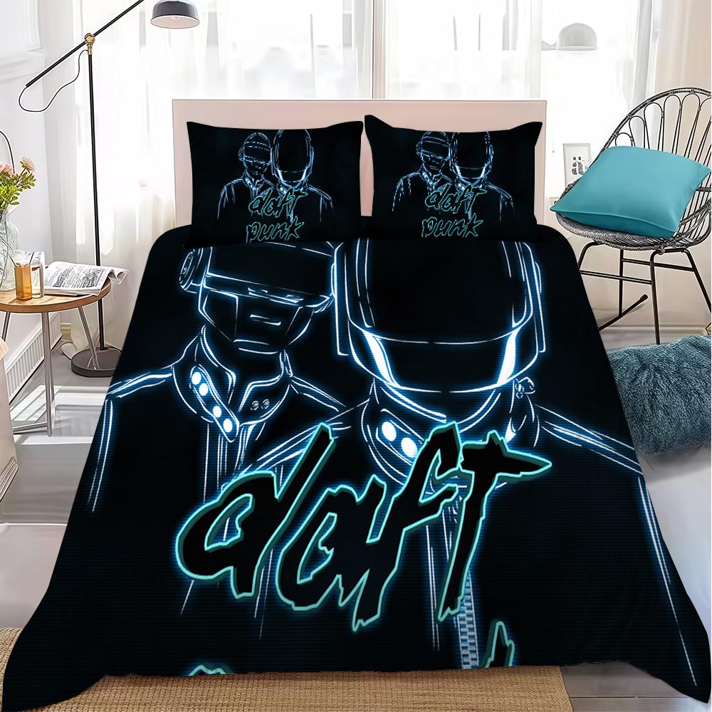 D-Daft P-Punk Duvet Cover Set Home Style Bedding Soft Laundry Cotton Bed 3 Piece Set Student Dormitory Gift