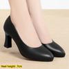 Women's Professional Commuting Shoes with Long Standing Periods: Black Soft-soled Leather High Heels and Chunky Heels