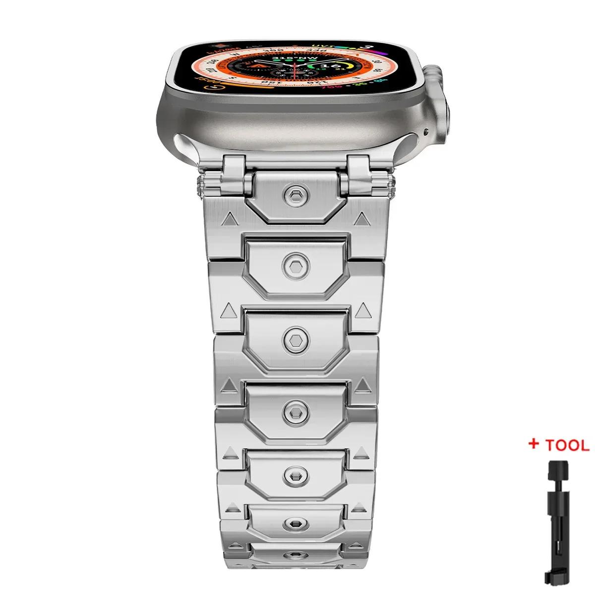 

Металлический ремешок Для Apple watch 10 46мм 42мм Ultra/2 49мм 9 8 7 45мм 41мм Браслет из нержавеющей стали Для iWatch 6 5 4 3 SE 44мм 40мм For iwatch S10 42mm серебряный