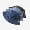 Japanese Simple Smiley Face Embroidered Denim Fisherman Hat Girl Harajuku Vintage Pot Hat Korean Version Spring and Summer Sun Protection Sun Hat Man