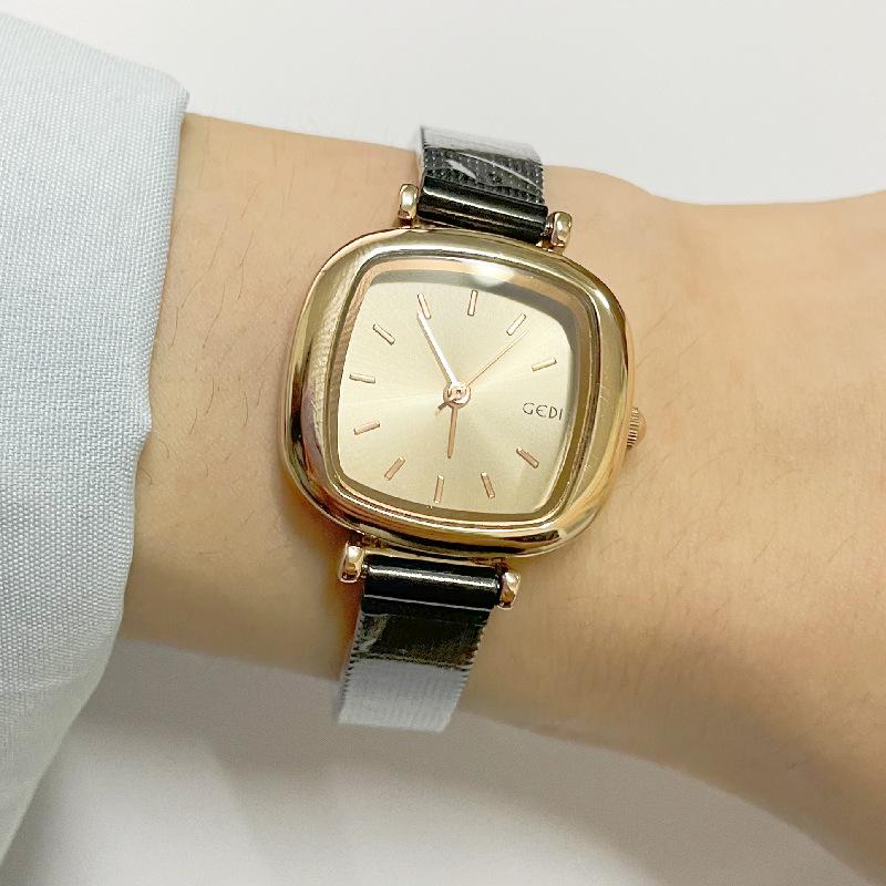 Simple casual women's watch mesh belt high-end quartz watch waterproof small sugar cube women's watch