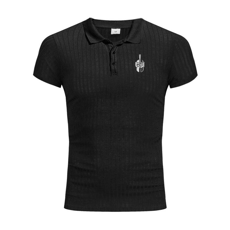 Muscleguys Men's Gym Clothes Summer Bodybuilding Comfortable Lapel Short-sleeve Youthful Printed Knitted Shirt Fashion Casual Streetwear