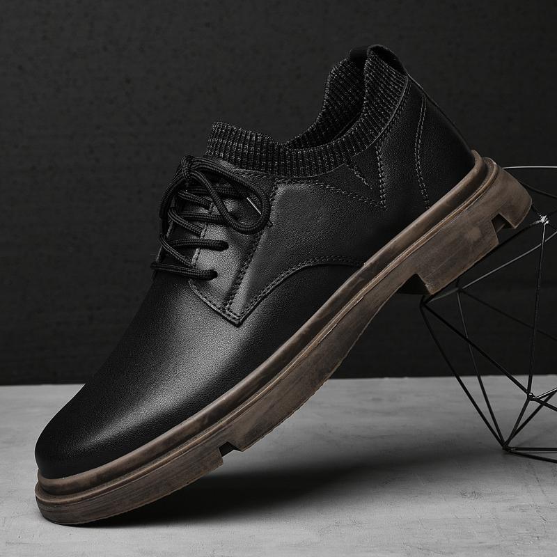 Fashion High Quality Brand Men's Genuine Leather Casual Shoes Thick Soled Oxford Shoes Wear-resistant Soles Men's Outdoor Hiking Shoes