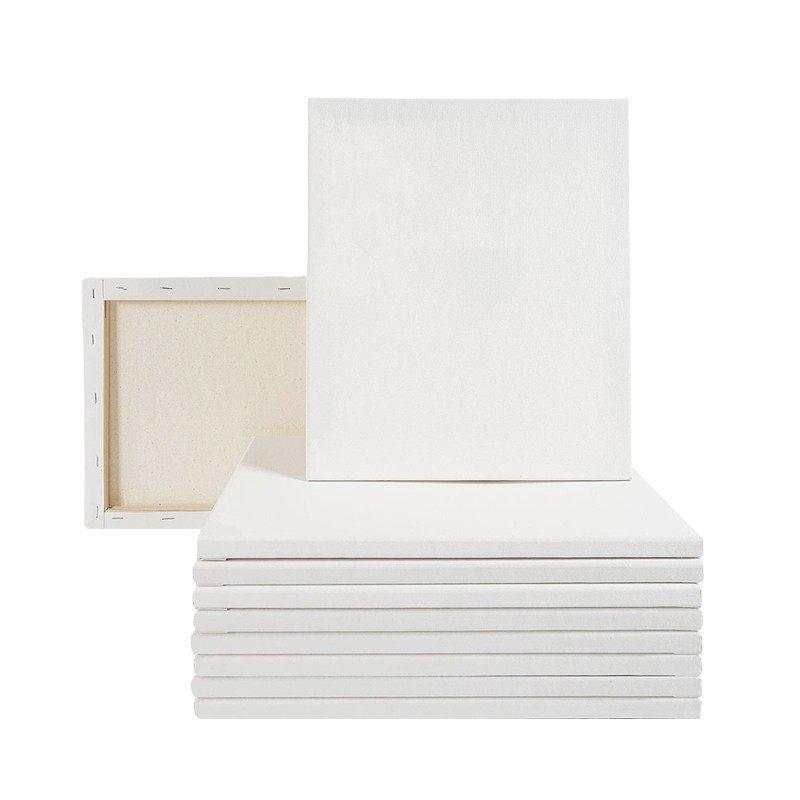 Pine Wood Oil Painting Frames with Cotton Canvas, Linen Canvas, and Acrylic Blank Options 20x20cm