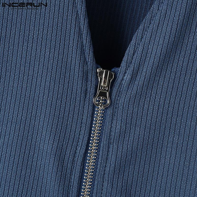 INCERUN Men High Neck Sleeveless Solid Vest Zipper Knitted Tank Tops