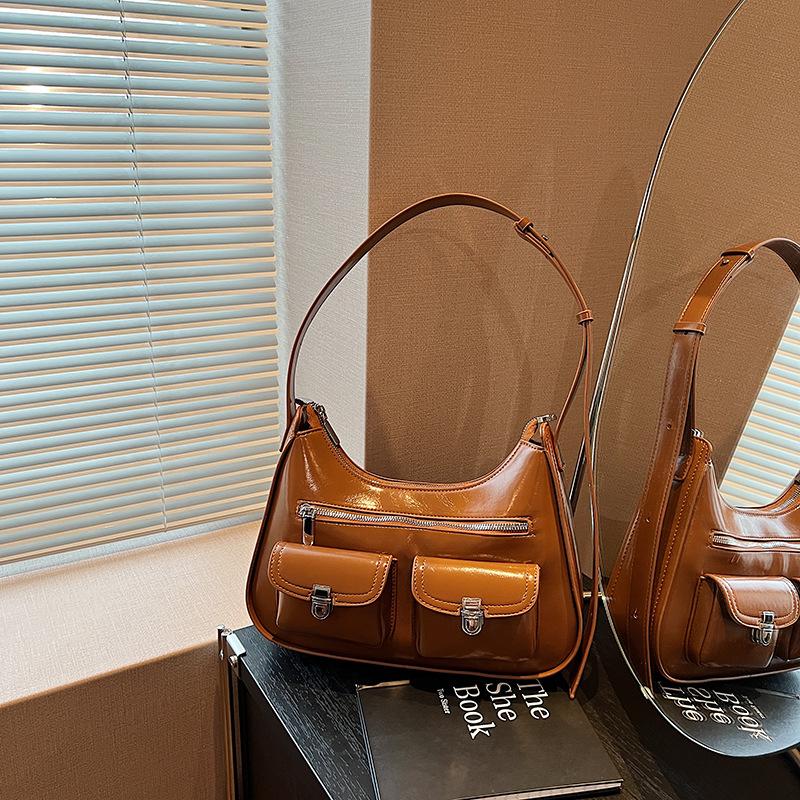 

Корейська жіноча сумка під пахвами 2024, нова модна ретро-сумка, проста та вдосконалена багатофункціональна сумка-месенджер коричневий