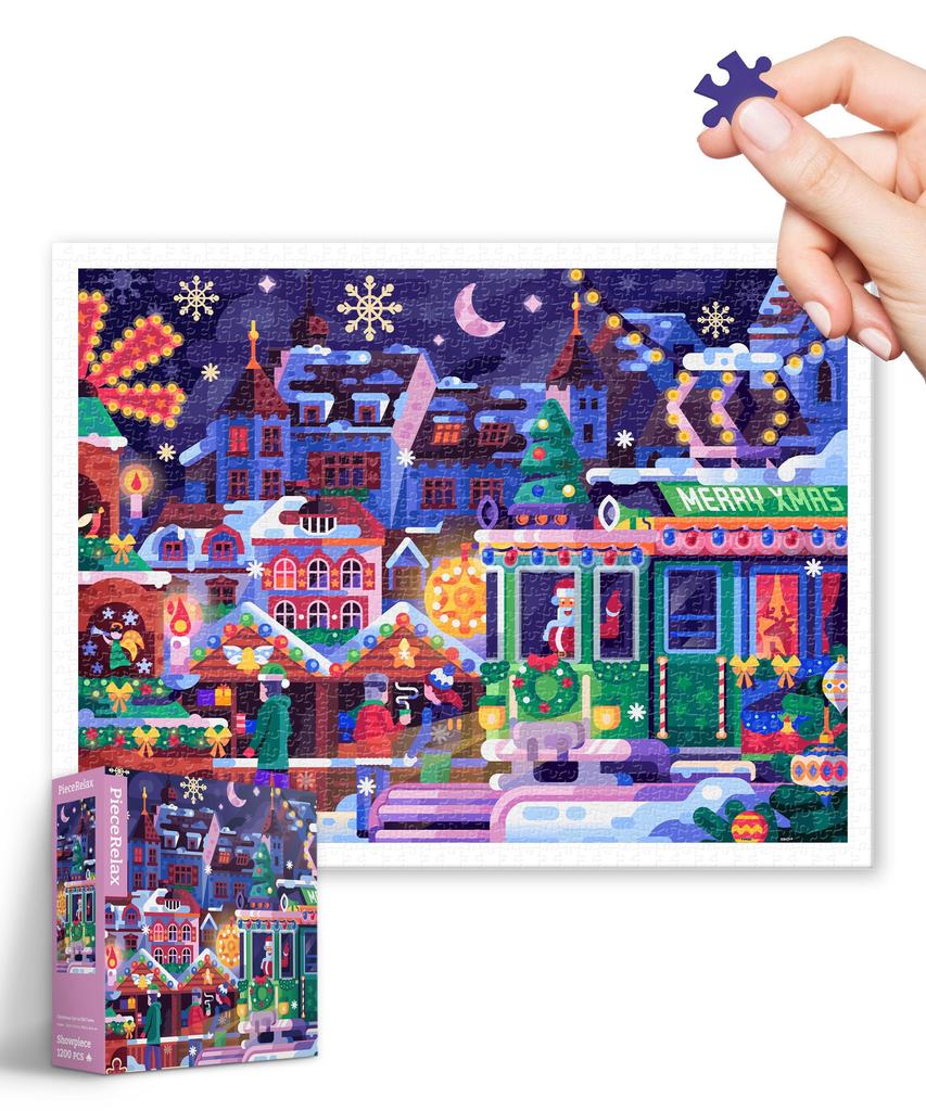 PieceRelax Plastic Jigsaw Puzzle 1200 Pieces Old Town Christmas Market H3646 (Challenging for Adults)