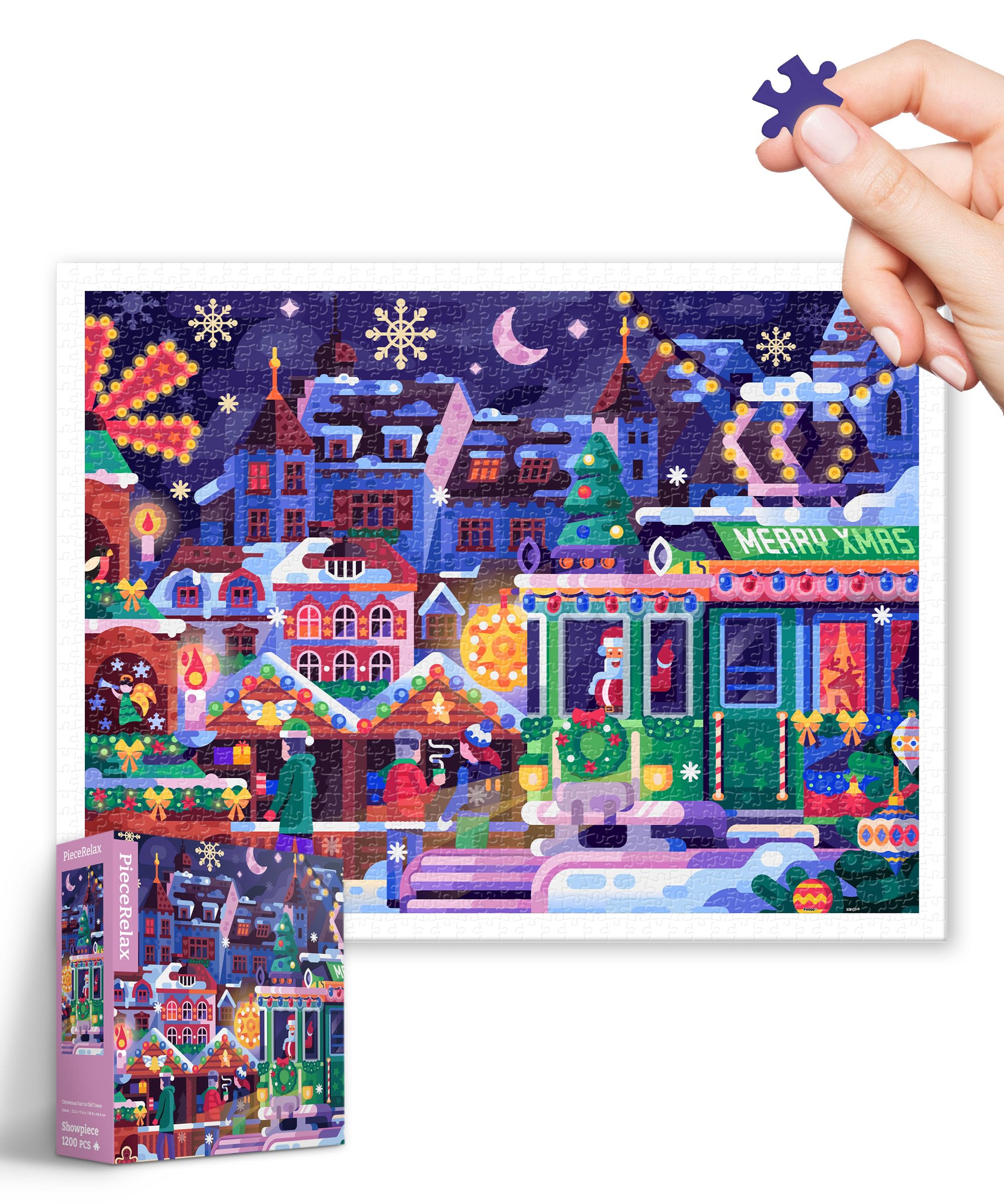 

PieceRelax Plastic Jigsaw Puzzle 1200 Pieces Old Town Christmas Market H3646 (Challenging for Adults)