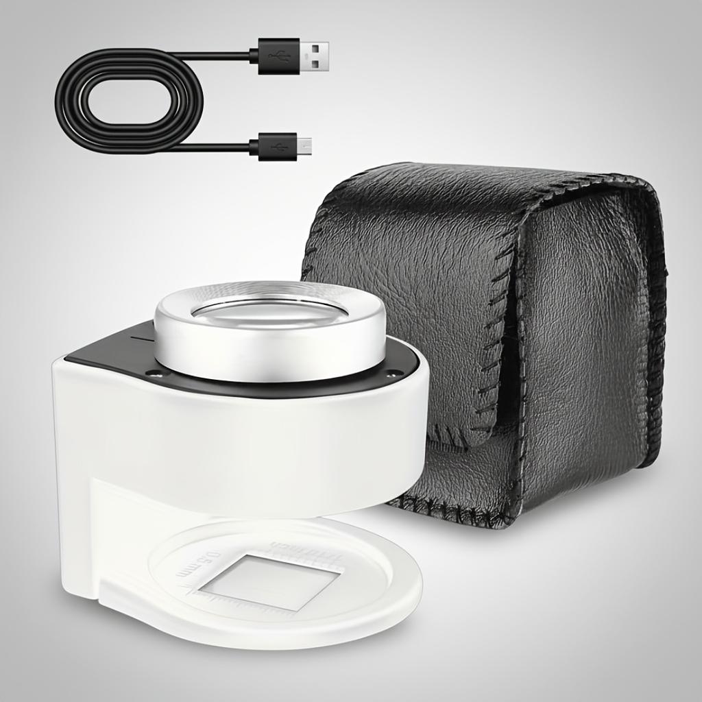 60X Coin Magnifier,Rechargeable 6 LED Metal Magnifier Glasses,USB Dual Power Portable Loupe For Jewelry Coin Stamp Textile Checking