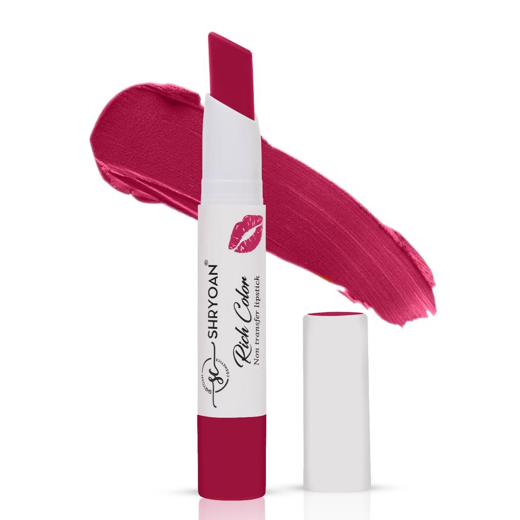 Shryoan Rich Color Non-Transfer Lipstick | Waterproof & Super Matte Finish | Long Stay Creamy Lipstick | Single Swipe Application (CHERRY POP - 09)