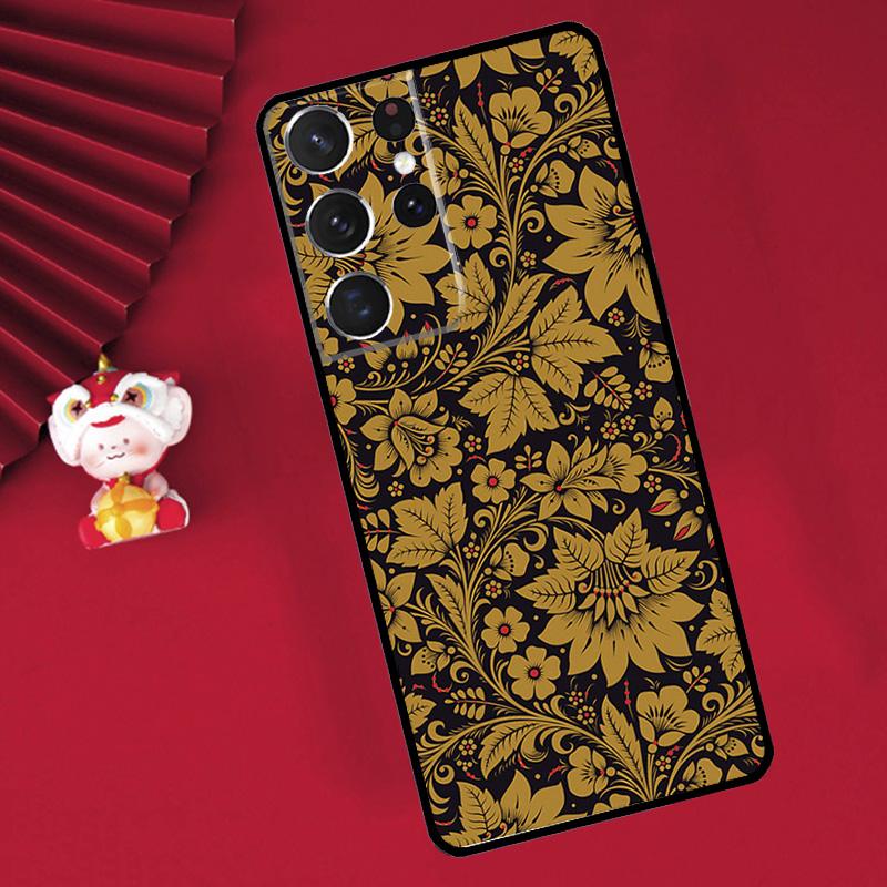 Russian Scarf Floral Case For Samsung Galaxy S25 S26 Ultra S21 S22 S20 S23 S24 Ultra Plus S10 S25 FE Cover Funda