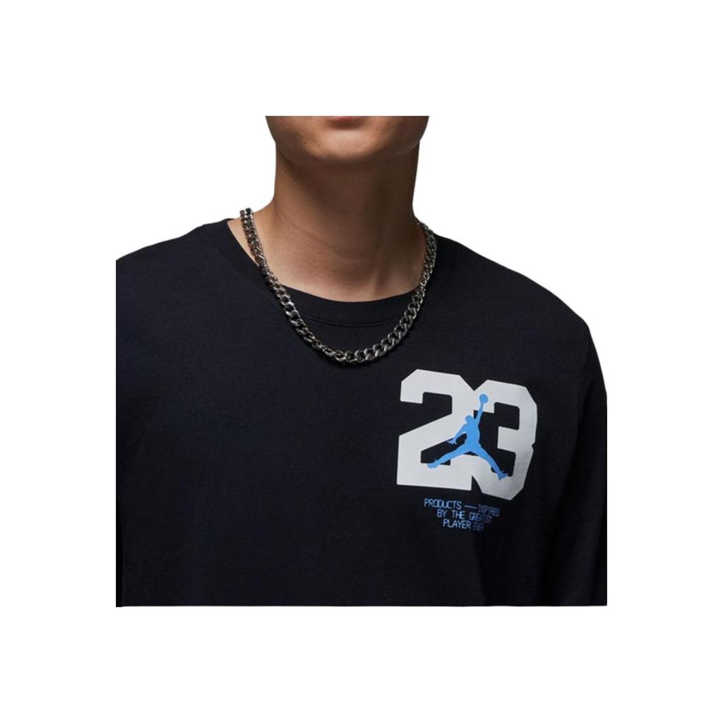 Jordan Dri Fit Sport Crew Neck Graphic Casual Long Sleeve T Shirt Men Tops Black Legendary-Blue FZ1982-011