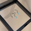 Fashion Lake Blue Pendant Earrings Droplet Zircon Simple Ear Studs Women's Jewelry Gift