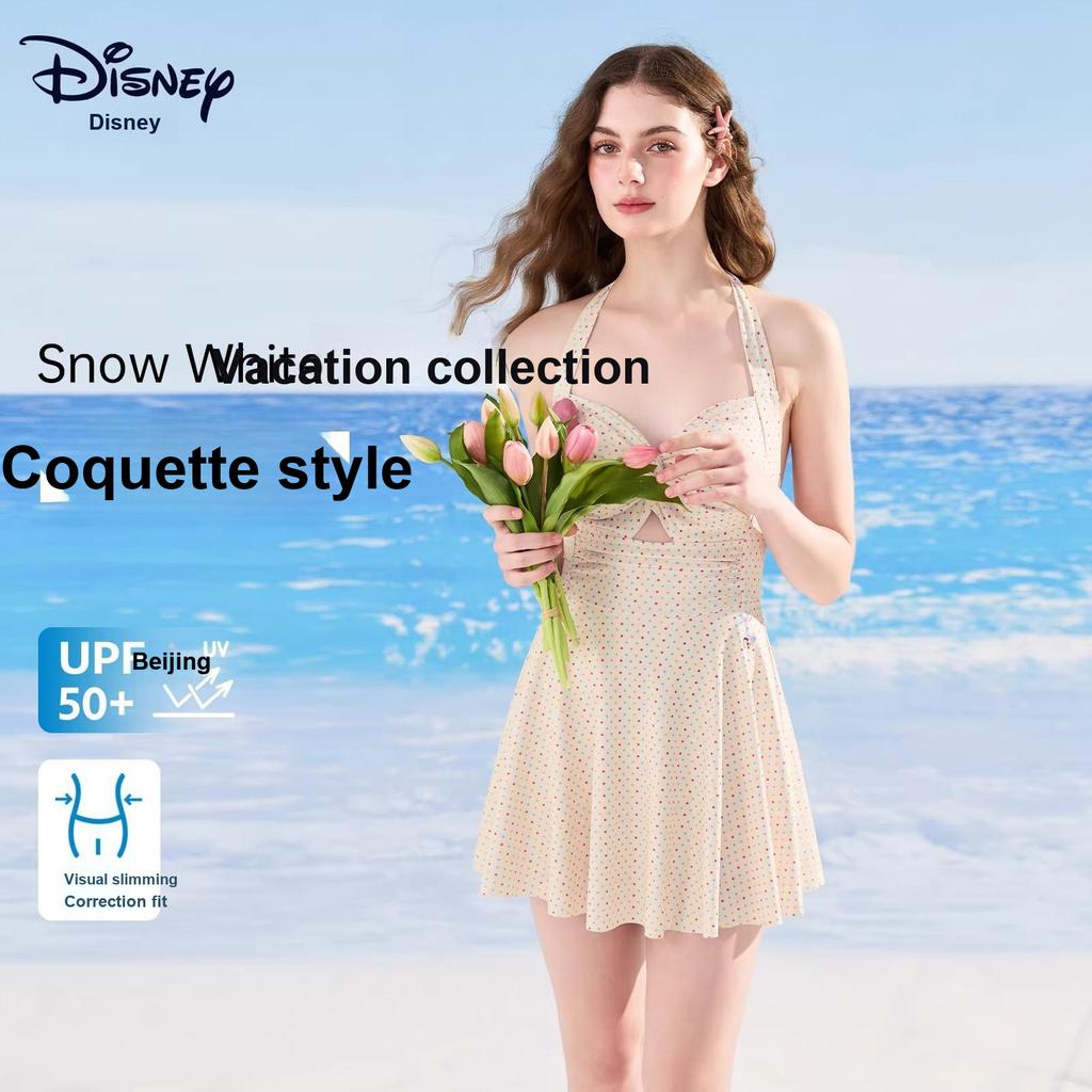 Disney High-Quality Colorful Polka Dot Halter A-Line Dress Swimsuit Women swimwear D16057S2E-AL