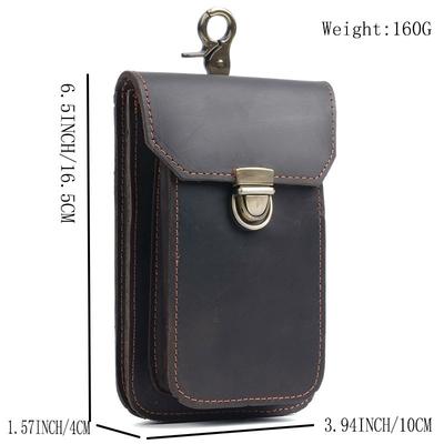 Mobile Phone Bag - Wild Horse Leather Wallet - Outdoor Sports Cowhide Vertical Style Waist Belt Bag
