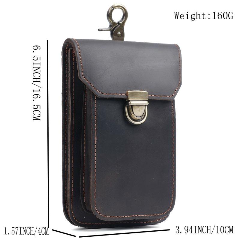 Mobile Phone Bag - Wild Horse Leather Wallet - Outdoor Sports Cowhide Vertical Style Waist Belt Bag
