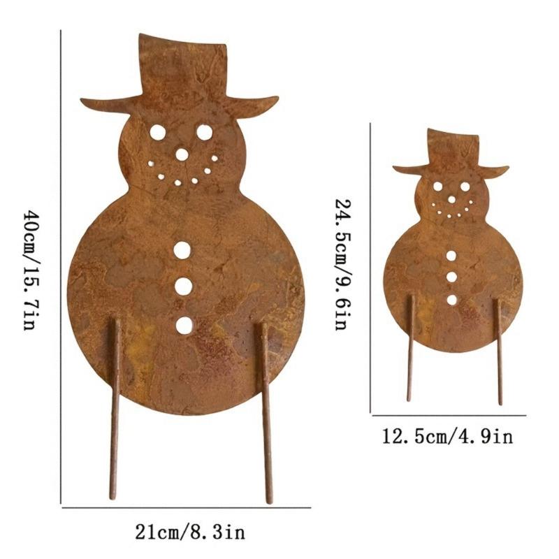 Winterurlaub Antik-Finish Weihnachten Weihnachtsmann und Schneemann Silhouetten Metall Rasenornamente Gartendekoration
