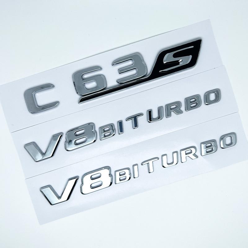 3D čierne písmená C63S V8 BITURBO znak nálepka hviezda na zadnú časť auta kufor emblém AMG pre Mercedes Benz AMG W205 C205 príslušenstvo