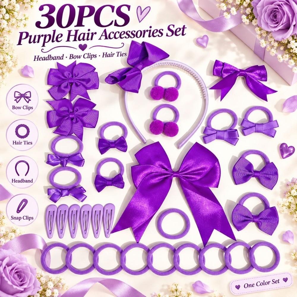 30Pcs/Set Bowknot Bow Hair Clips No Hurt Hair Girls Hair Accessories Set Gifts Hair Bows Set Girls
