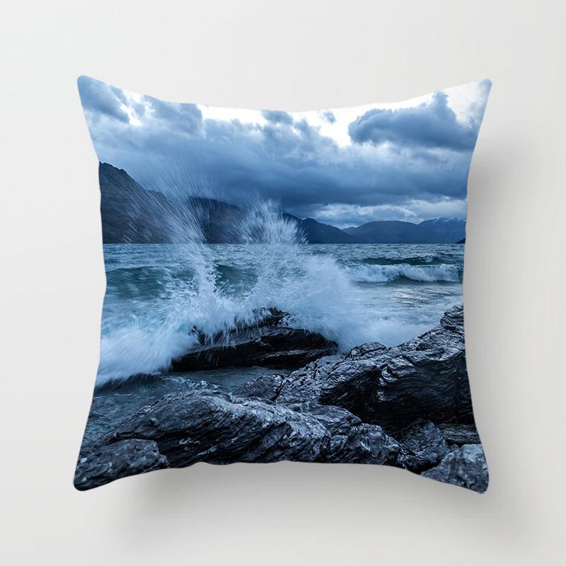 Natural Landscape Printing Pillowcase Sofa Car Decoration Office Seat Cushion Cover Room Bedside Home Decoration 45x45cm