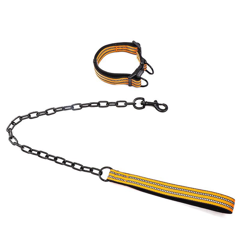 

Товары для питомцев поводок для собаки ошейник набор уличный анти-металлическая цепь поводок для собаки выгул собаки поводок прочный collar adjustable length about 32-55CM оранжевый