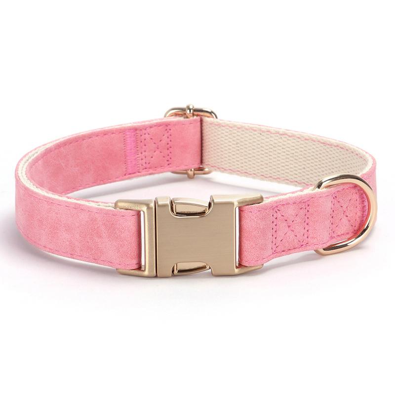 Adjustable Soft Suede Leather Dog Collar with Metal Buckle Fashional Durable Anti-Escape Dog Necklace Collares Para Perro