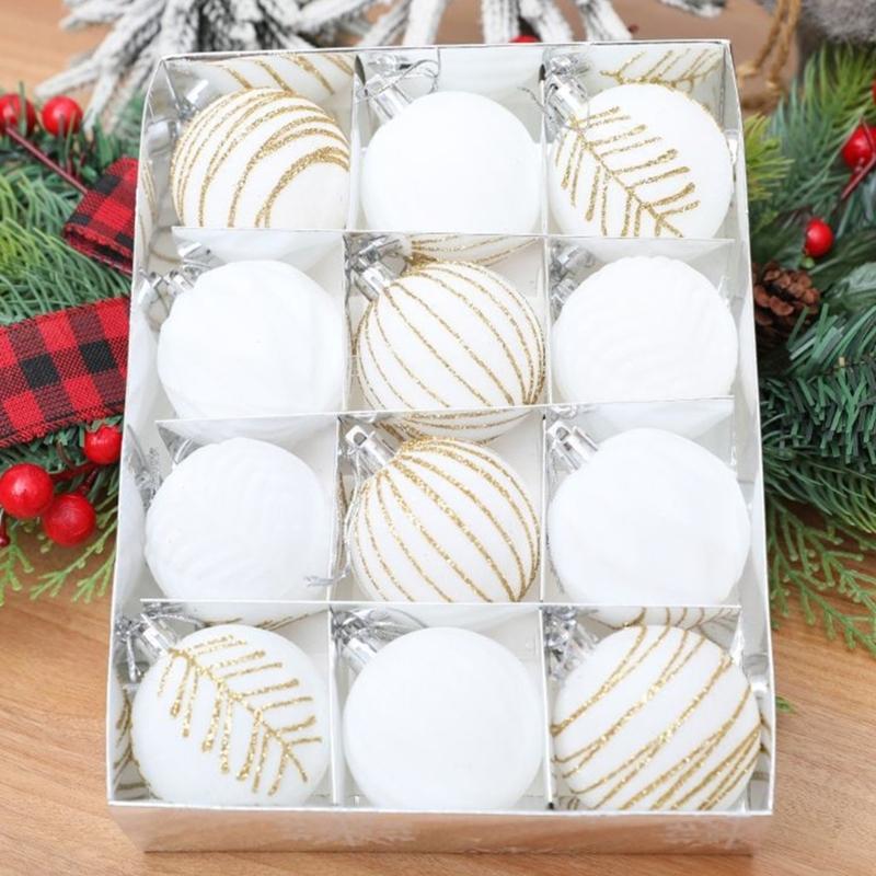 12 pezzi di decorazioni per l'albero di Natale in velluto, palline colorate dipinte, decorazioni festive per la casa e il matrimonio