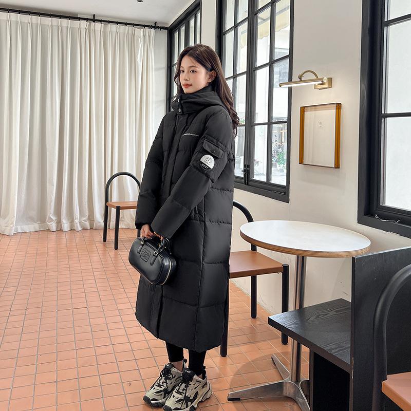 New Hooded Knee-high Cotton-padded Jacket Women's Extended Winter Loose Padded Cotton-padded Jacket.
