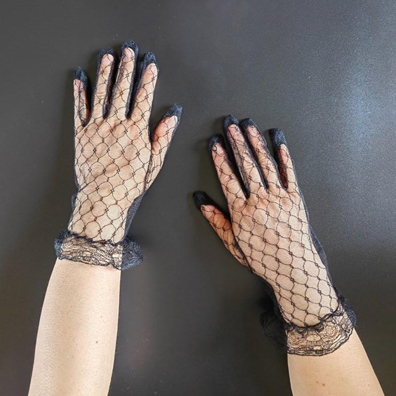 Flapper Lace Gloves 1920s Short Gloves for Concert Costume Accessories