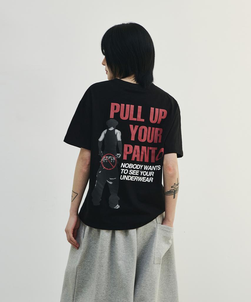 SCALLYWAG [Ryu Jeong-Ran × Skelly Wung] Pull Up Crop T-Shirt [Black]