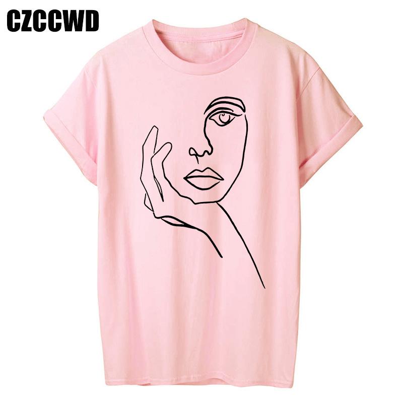 Flowers Face Abstract Simple Women Tshirt High Elasticity Casual Funny T Shirt Gift For Lady Yong Girl Top Tee Drop Ship Tshirt