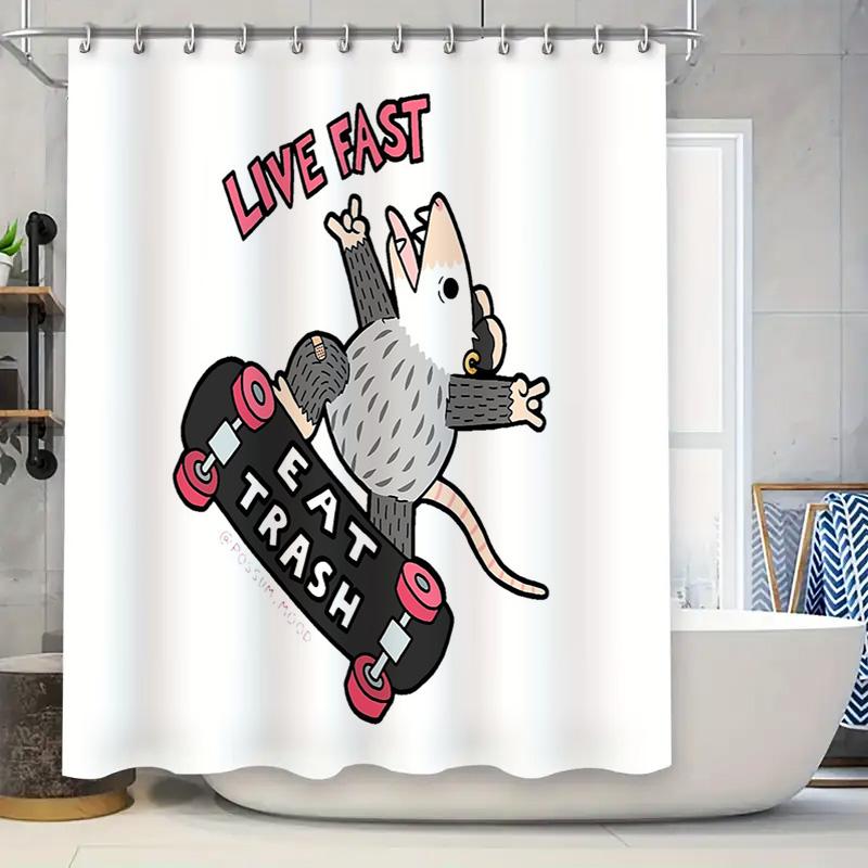 

Cute Possum Skateboard Shower Curtain Funny Possums Decor Bathroom Set Washable Waterproof Home Decor Gifts Possum Lover W60H190(CM)-1 Pcs