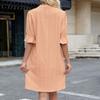 Women's Loose Casual Solid Color Five Quarter Sleeve V-neck Loose Dress Fashionable Dress