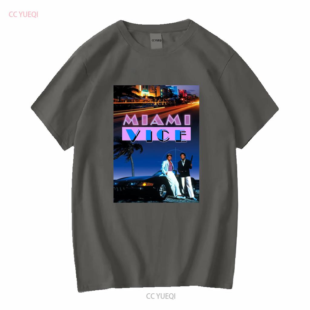 Miami Vice T Shirt Retro 80s Tv Show Fan Long or Short Sleeves Vintage Washed Breathable Casual Unisex Stretched Fashion