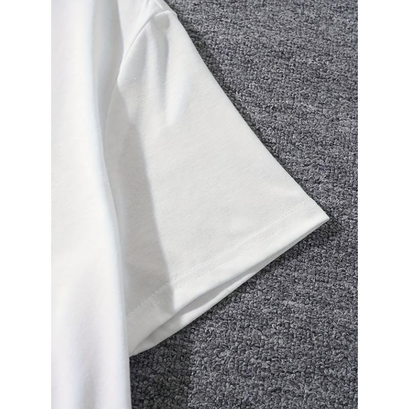 Taglie Europee T-shirt Estiva a Maniche Corte da Uomo con Stampa Orso Sorridente e Goccia di Felicità - Maglietta Casual Girocollo, Stampa Testo sul Retro Streetwear