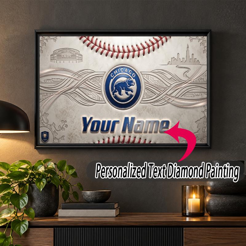 Chicago Cubs Custom Name Text 5D Diamond Painting Kit DIY Full Drill Diamond Art Decoration